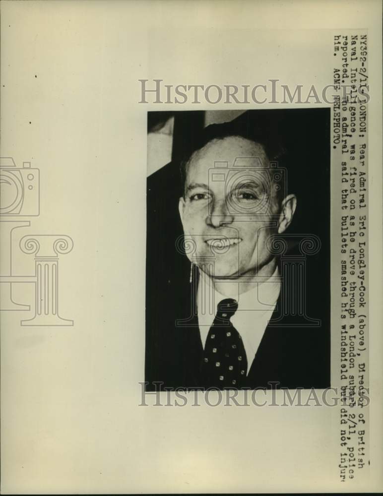 1950 Press Photo Rear Admiral Eric Longley-Cook was fired on in his car.