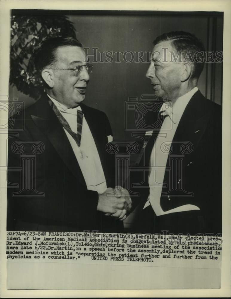 1954 Press Photo American Medical Association Incoming/Outgoing Presidents