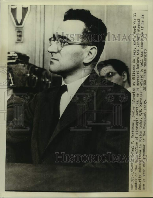 1953 Press Photo Paul V. Martineau before Jenner Internal Security Subcommittee