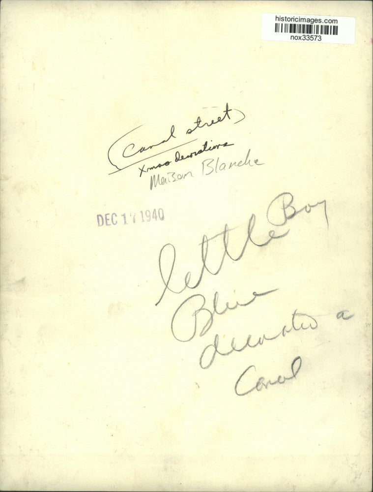 1940 Press Photo Little Boy Blue, Christmas decoration on Canal Street.