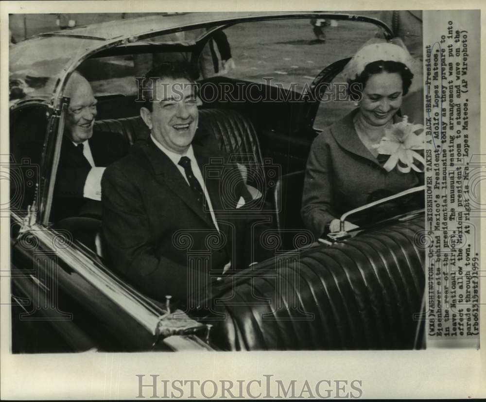 1959 Press Photo Mexican President & Wife, President Eisenhower Leave Airport