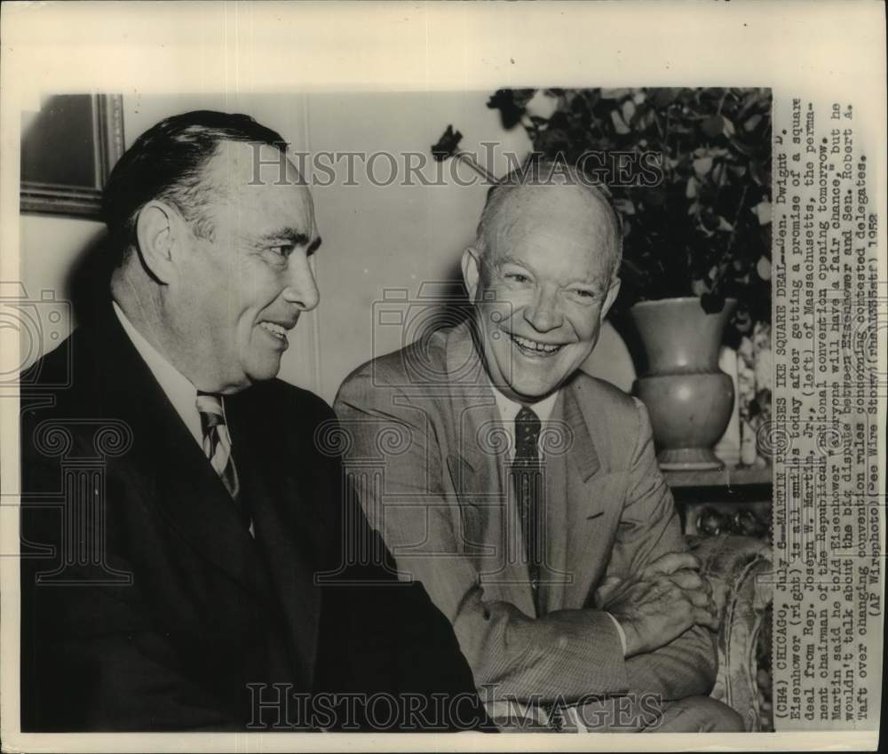 1958 Press Photo General Dwight D. Eisenhower &amp; Representative Joseph W. Martin.