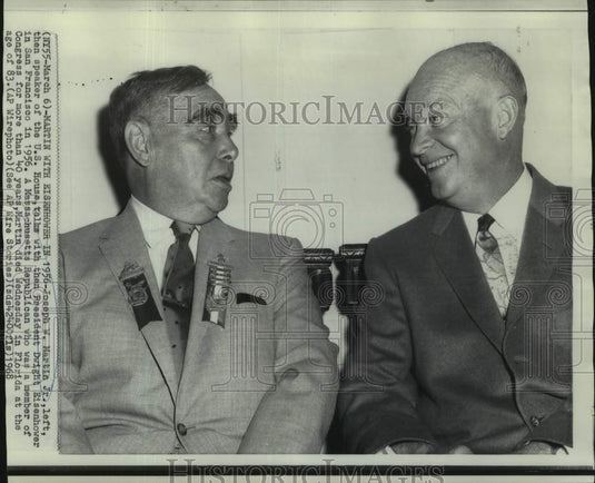 1968 Press Photo Joseph Martin, who died Wednesday, with Dwight Eisenhower.