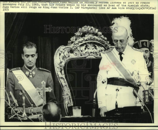 1975 Press Photo Franco announces Prince Juan Carlos de Borbon to be successor.