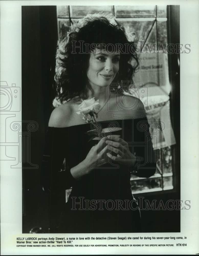 1990 Press Photo Actress Kelly LeBrock in &quot;Hard to Kill&quot; - nox33883- Historic Images