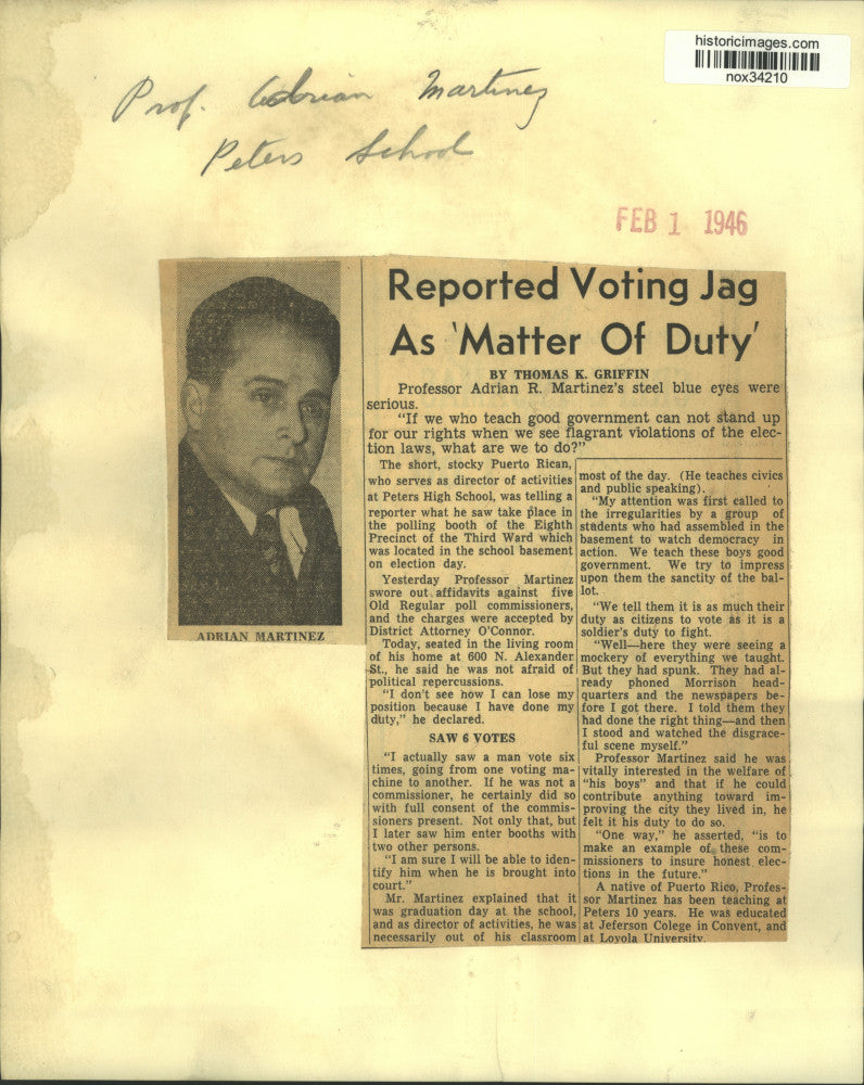 1946 Press Photo Professor Adrian Martinez, director of activities, Peters High.