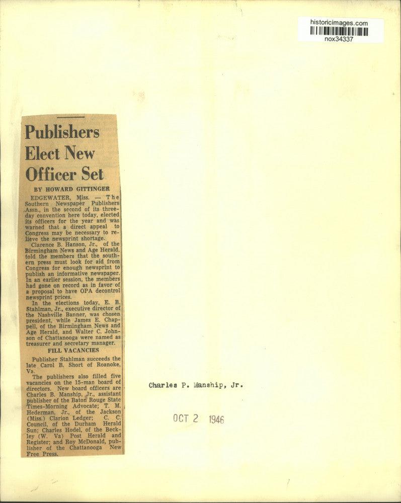 Load image into Gallery viewer, 1946 Press Photo Charles P. Manship, elected officer in Publishers Association.
