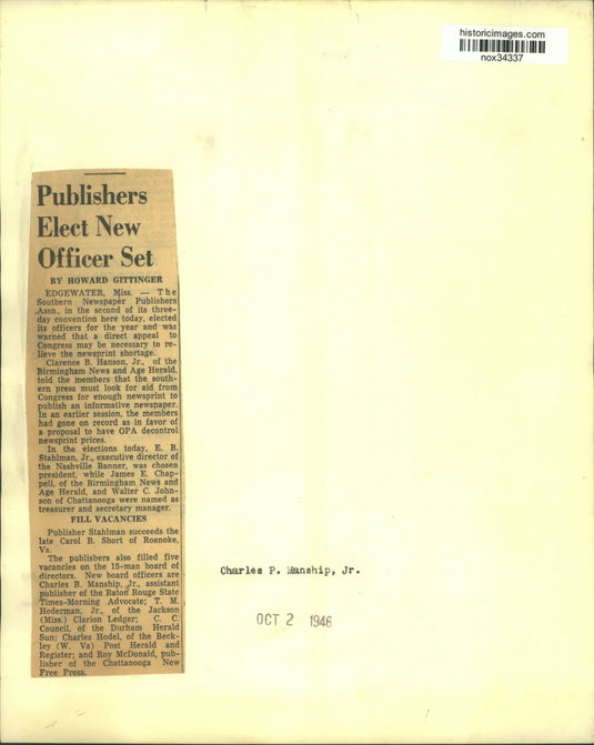 1946 Press Photo Charles P. Manship, elected officer in Publishers Association.