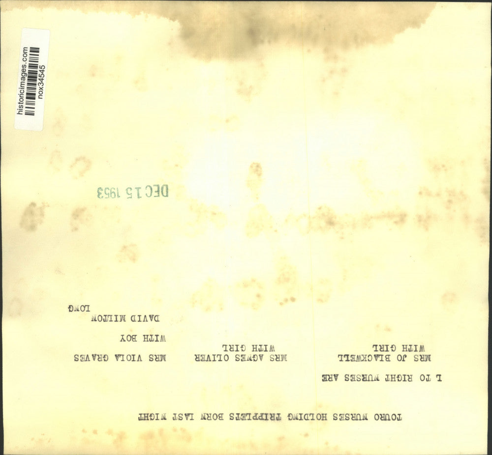 1953 Press Photo Touro Nurses holding triplets born last night. - nox34545