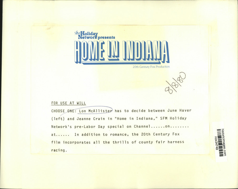 1944 Press Photo Stars of "Home in Indiana" Special - nox34749