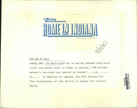 1944 Press Photo Stars of "Home in Indiana" Special - nox34749