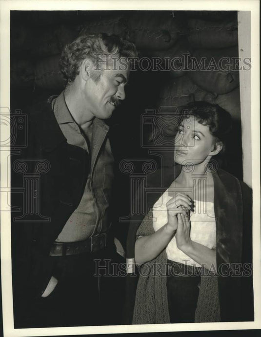 1960 Press Photo Actors Jack Lambert, Patricia Michon on "Forbidden Island"