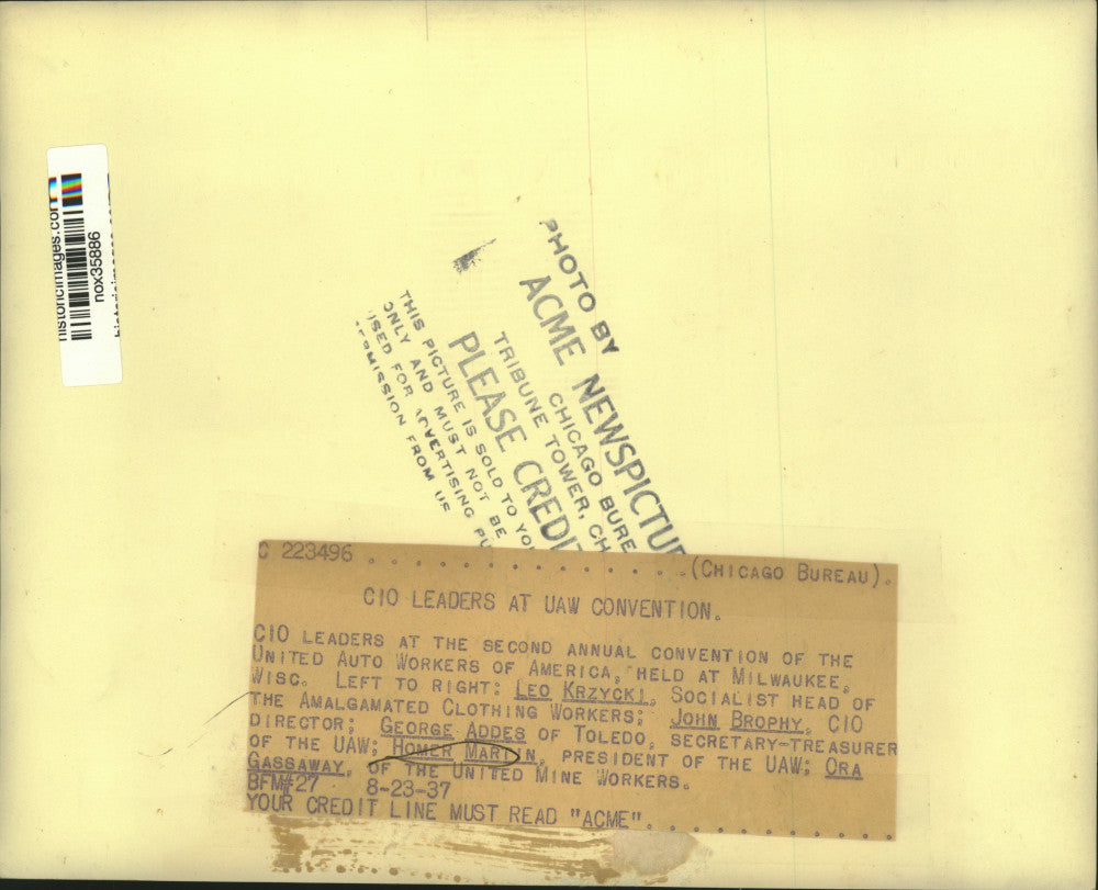 1937 Press Photo CIO leaders at the United Auto Workers of America convention.