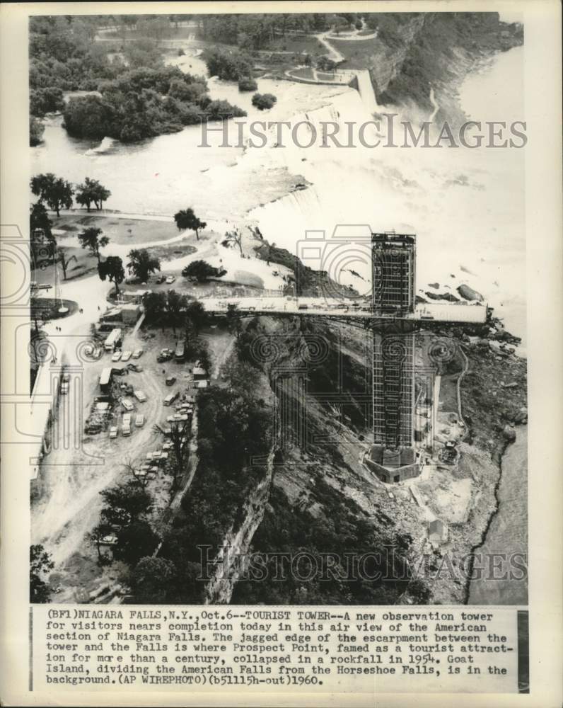 1960 Press Photo A new observation tower for visitors at American Niagara Falls.