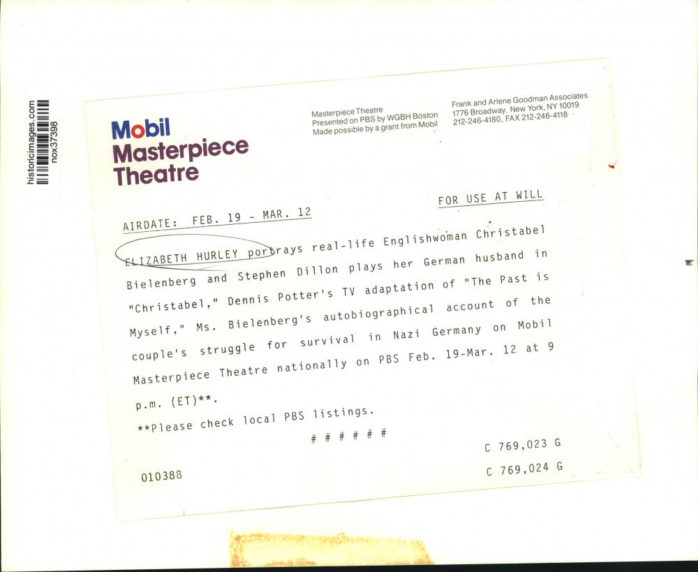 Press Photo Elizabeth Hurley and Stephen Dillon in "Christabel" on PBS.