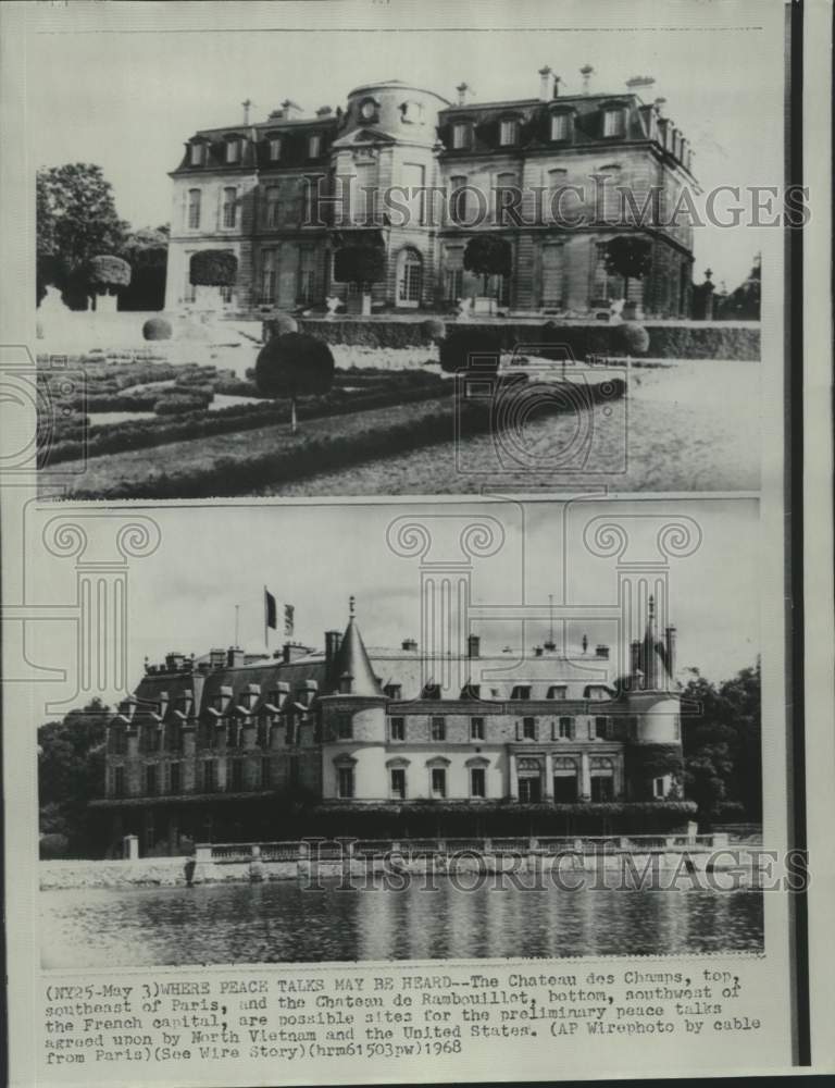 1968 Press Photo French Chateaus Where U.S./North Vietnam Peace Talks May Occur