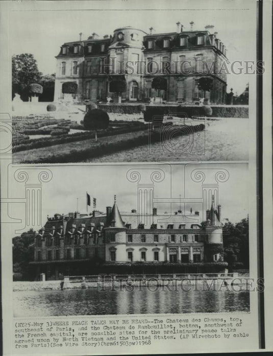 1968 Press Photo French Chateaus Where U.S./North Vietnam Peace Talks May Occur