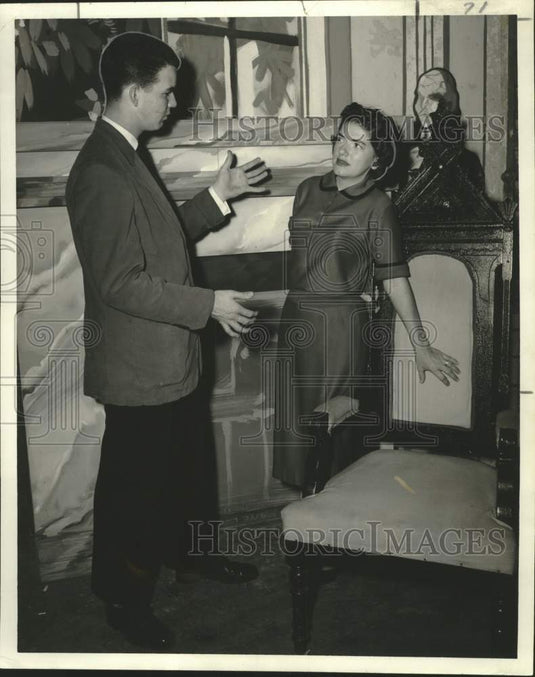 1957 Press Photo Actors Robert Dennie, Ann Meric in "The Moustrap," New Orleans