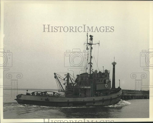 1963 Press Photo East German patrol boat off the beach of Rostock Germany.