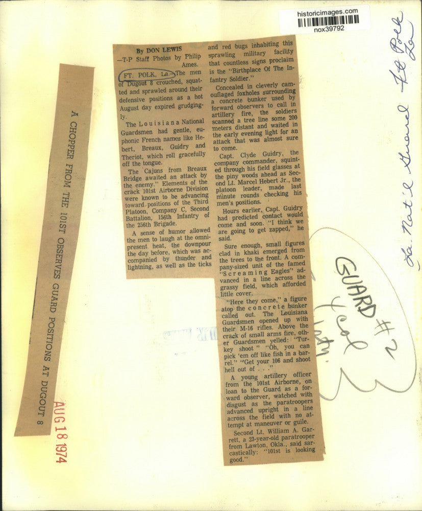 1874 Press Photo Louisiana National Guardsmen Train at Fort Polk, Louisiana