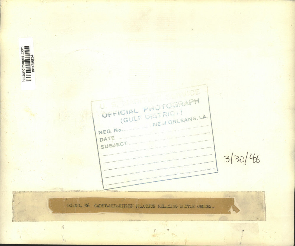 1946 Press Photo Cadet-Midshipmen Practice Relaying Battle Orders, New Orleans