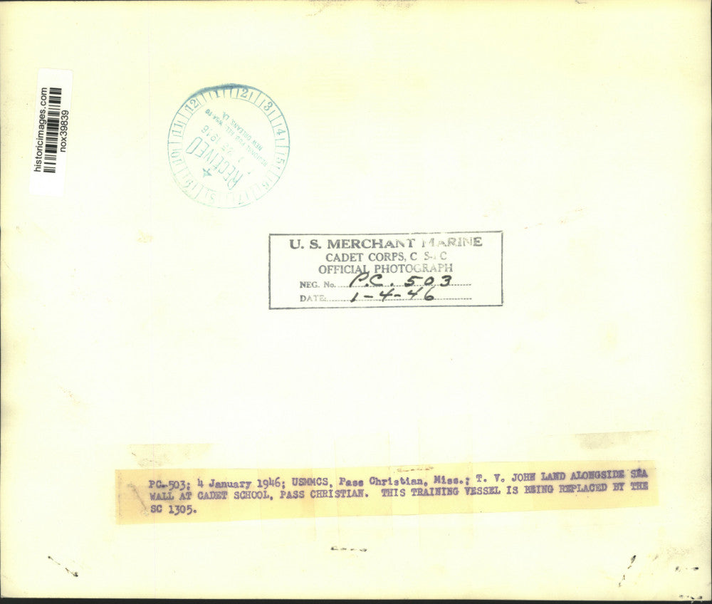 1946 Press Photo T. V. John Land alongside sea wall at school, Pass Christian.