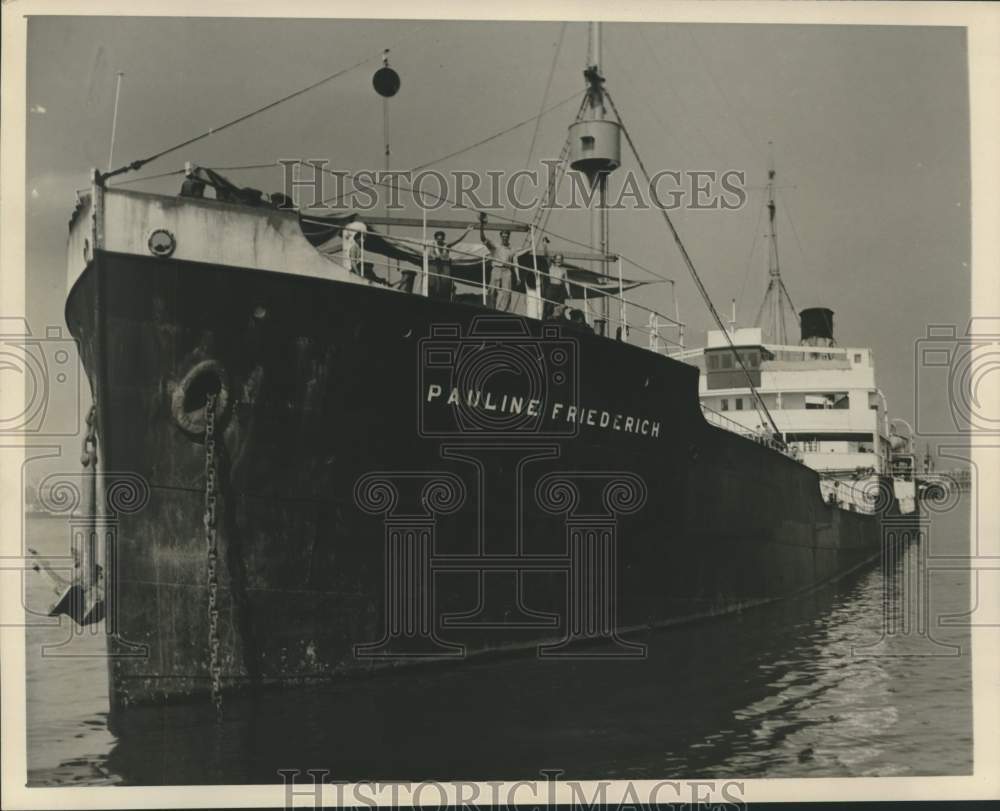 1941 Press Photo German Tanker Pauline Friederich in U.S. Custody, Boston