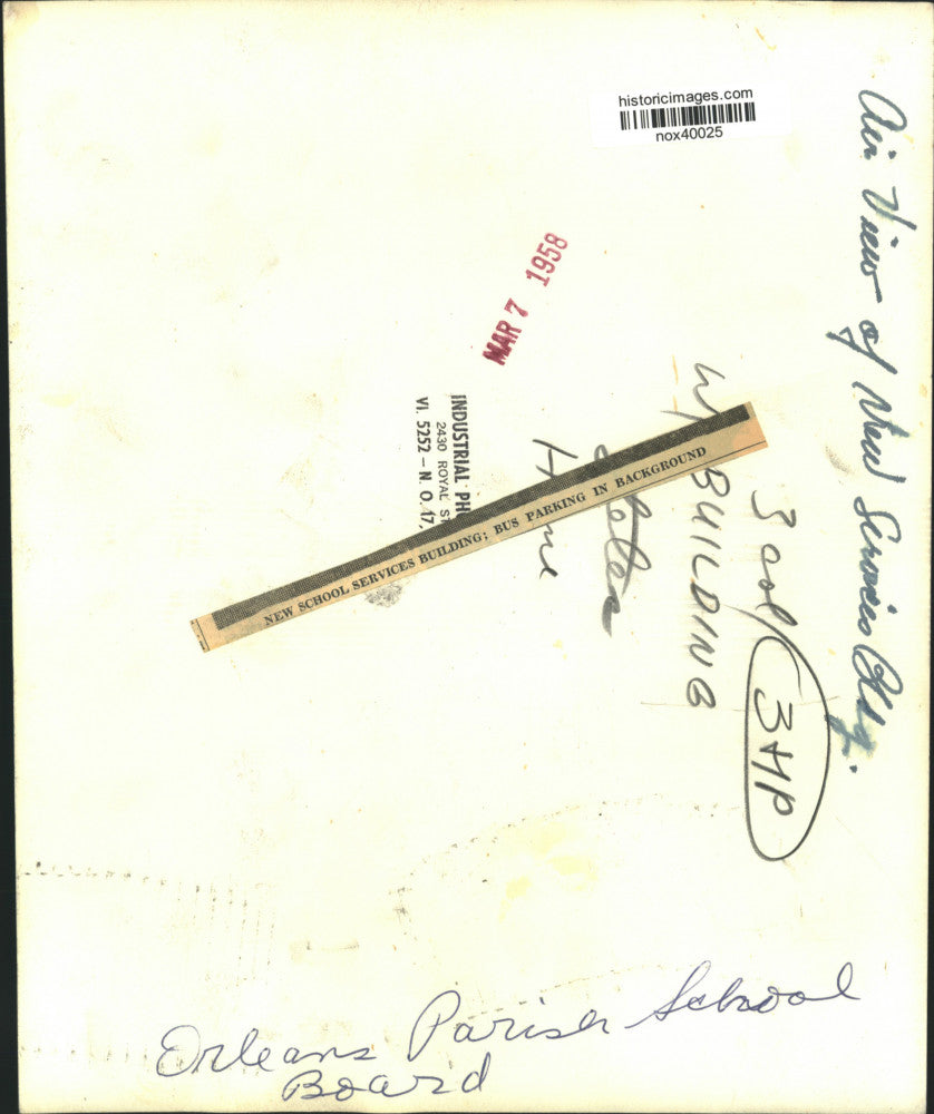 1958 Press Photo Aerial view of the new Services Building in Orleans Parish.