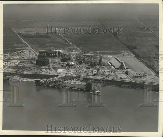 1957 Press Photo Bulk marine terminal, Ormet Corporation plant at Burnside, LA