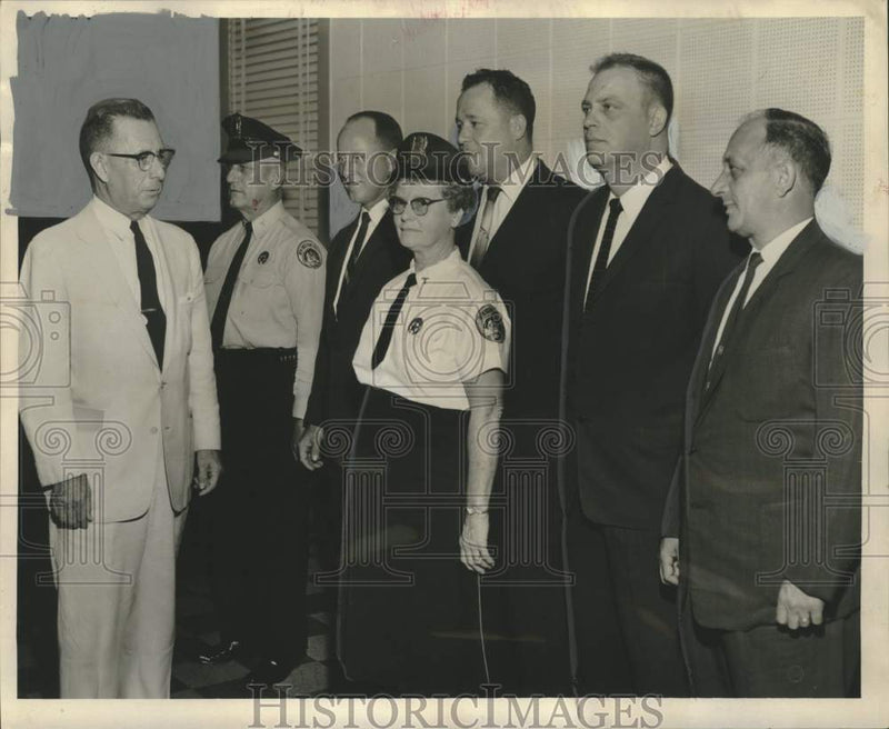 Load image into Gallery viewer, 1959 Press Photo New Orleans police academy's 15th graduating class speakers.
