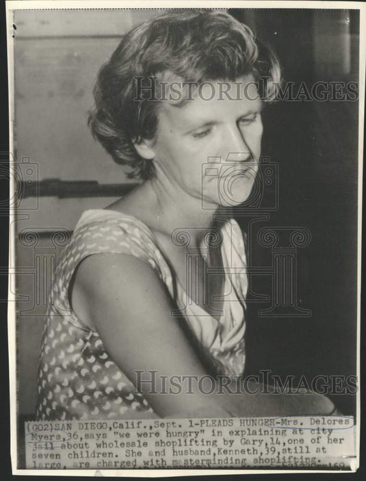 1959 Press Photo Dolores Myers Charged with Masterminding Shoplifting, San Diego