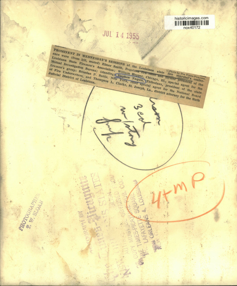 1955 Press Photo Louisiana State Fire Marshals' Conference Guests, New Orleans