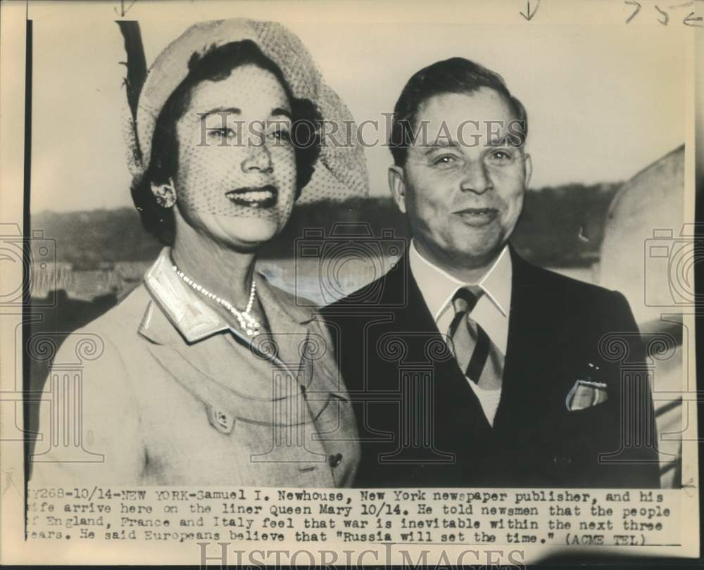 1948 Press Photo Publisher Samuel I. Newhouse, Wife Arrive New York from Europe