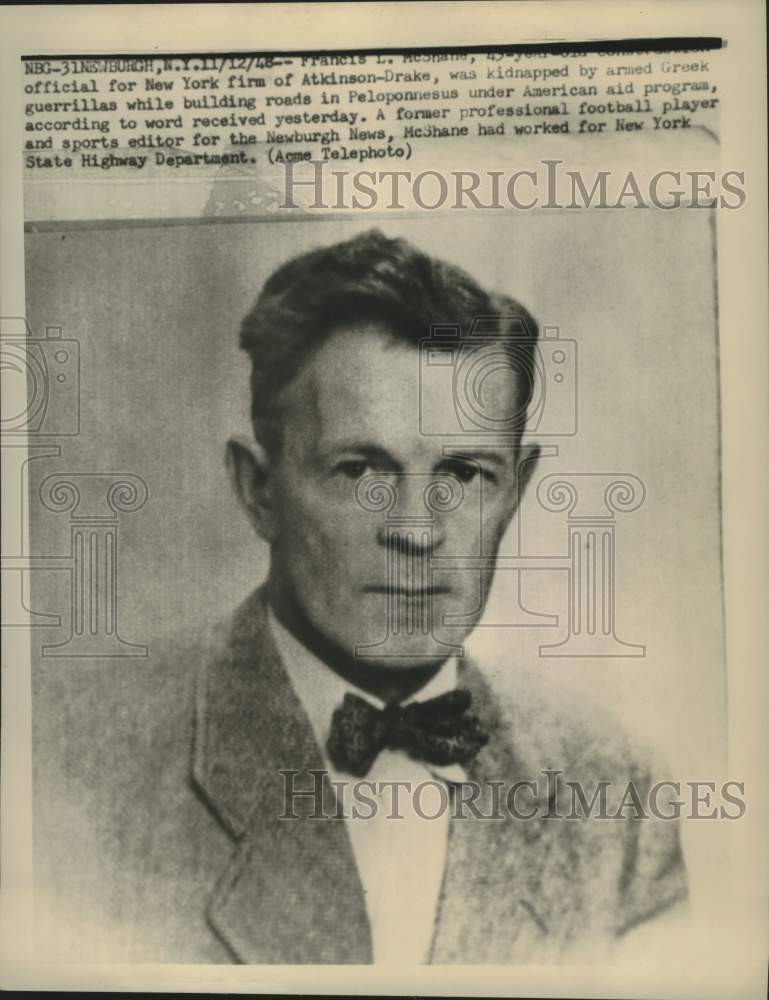 1948 Press Photo Atkinson-Drake Construction Official Francis L. McShane