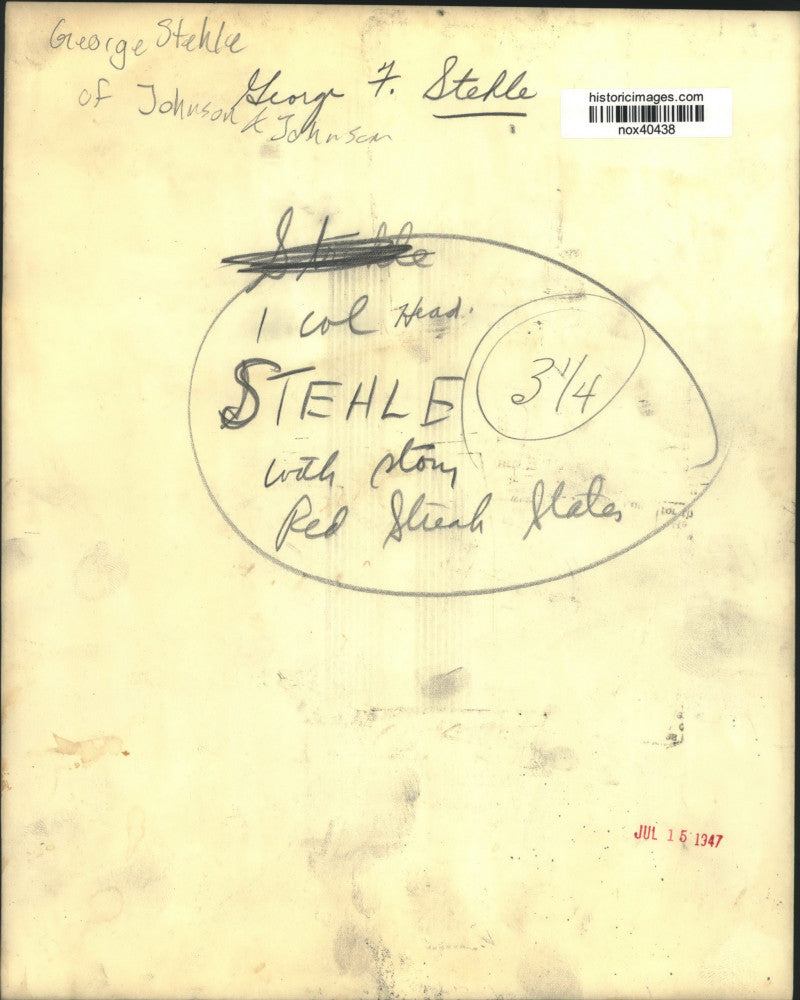 1947 Press Photo George F. Stehle, Johnson & Johnson Company, New Orleans