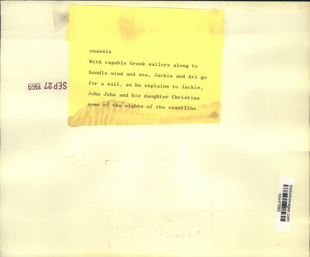 1969 Press Photo Jackie, Ari, John John, and Christina out for a sail.