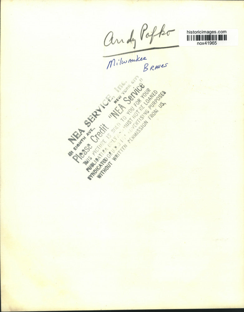 Press Photo Milwaukee Braves Andy Pafko. - nox41965