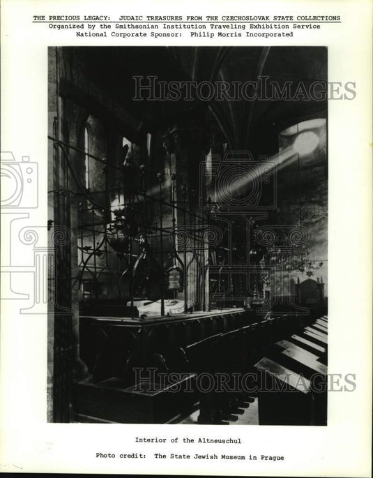1985 Press Photo Interior of Synagogue Altneuschul, Prague - nox42056