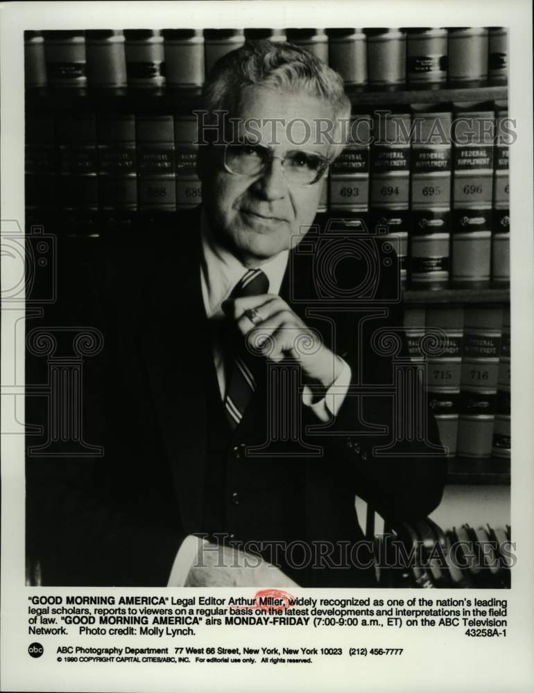 1990 Press Photo &quot;Good Morning America&quot; Legal scholar &amp; editor Arthur Miller- Historic Images