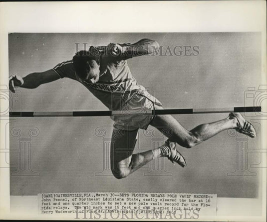 1963 Press Photo John Pennel Sets Pole Vault Record in Florida Relays