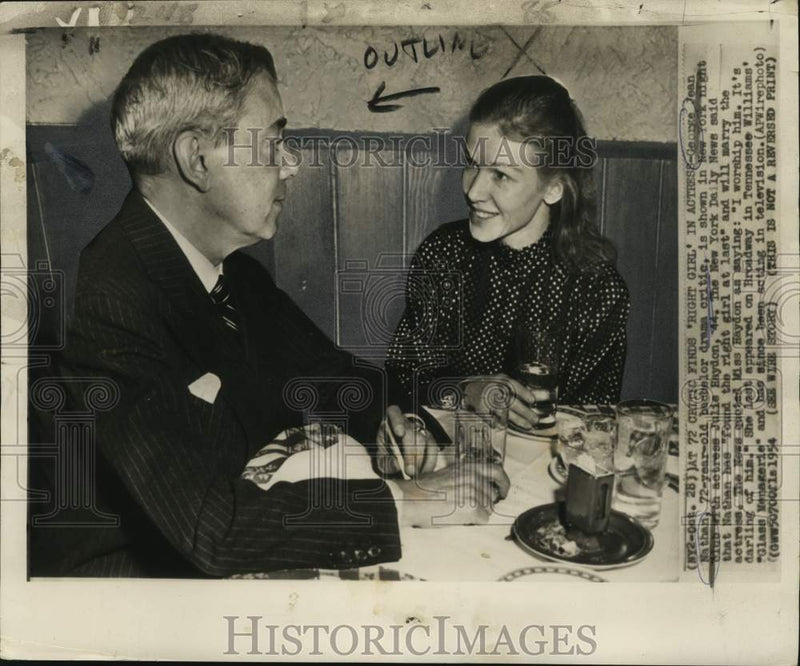 Load image into Gallery viewer, 1955 Press Photo Film Critic George Jean Nathan, Actress Julie Haydon to Wed
