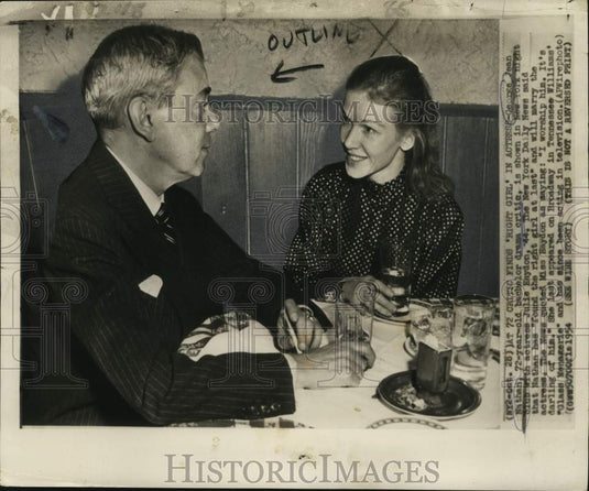1955 Press Photo Film Critic George Jean Nathan, Actress Julie Haydon to Wed