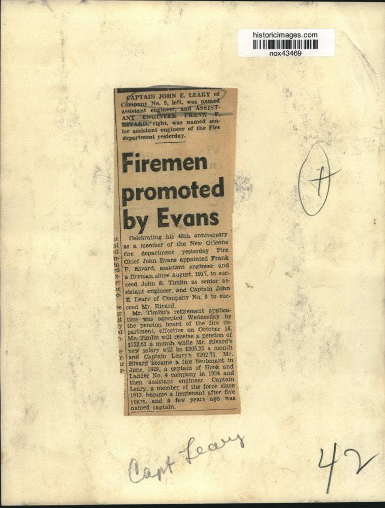 Load image into Gallery viewer, Press Photo New Orleans Fire Department Captain John E. Leary, Company #9
