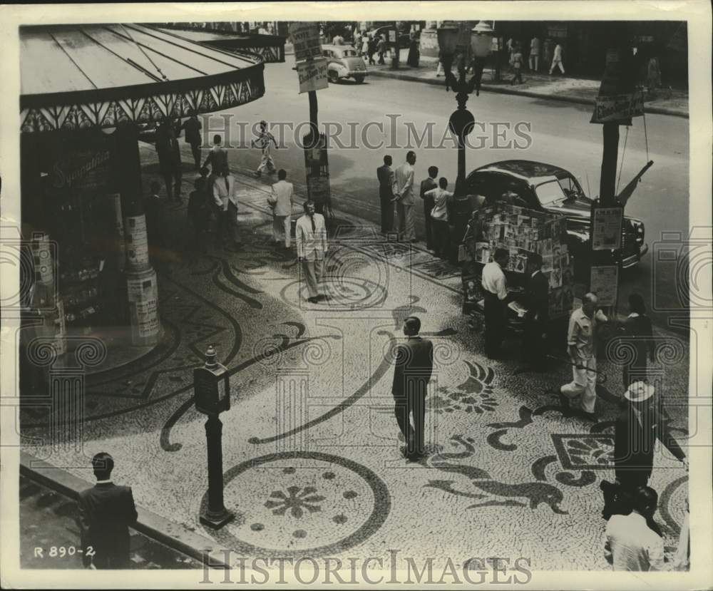 1958 Press Photo Mosaic Sidewalks of Rio de Janeiro, Brazil - nox44299