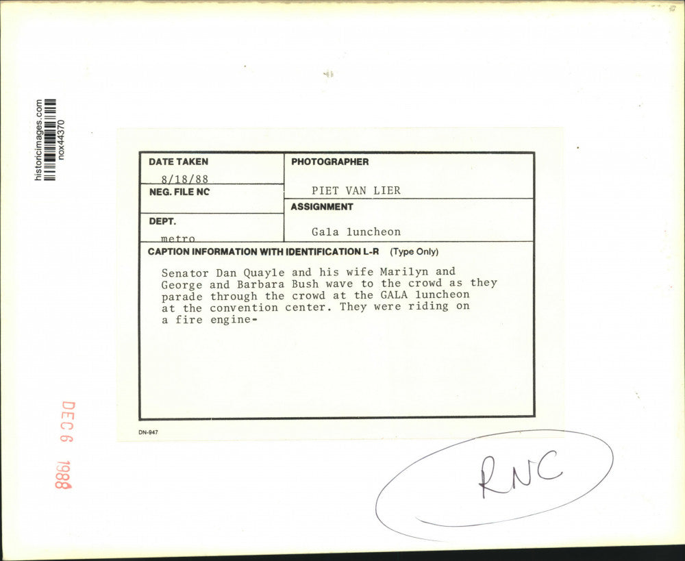 1988 Press Photo George & Barbara Bush, Dan & Marilyn Quayle, New Orleans Lunch