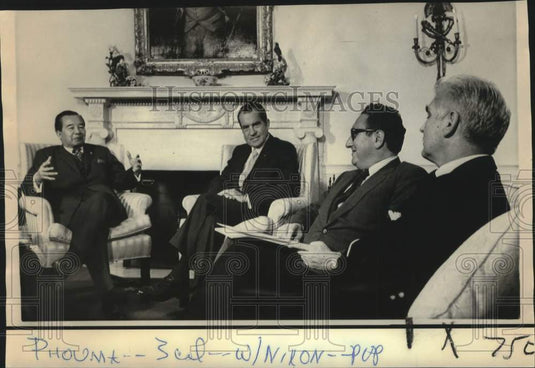 1972 Press Photo Laotian Prime Minister Meets Nixon & Kissinger, Washington