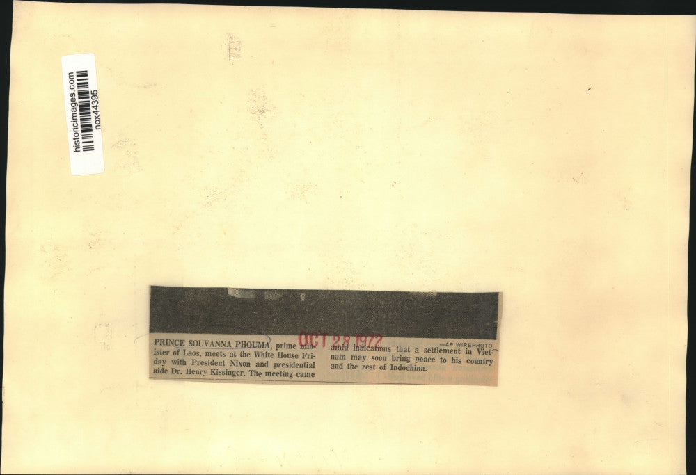 1972 Press Photo Laotian Prime Minister Meets Nixon & Kissinger, Washington