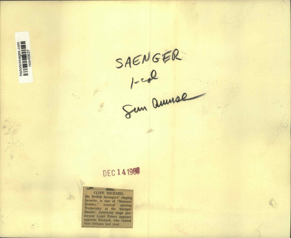 1968 Press Photo The star of "Summer Holiday" British pop singer Cliff Richard