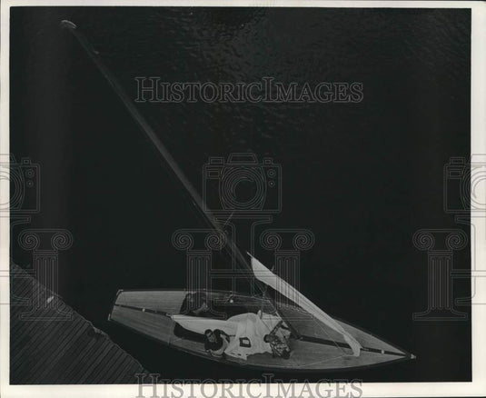1967 Press Photo Men sailing on the "Willawar" boat prepare to dock - nox48376- Historic Images