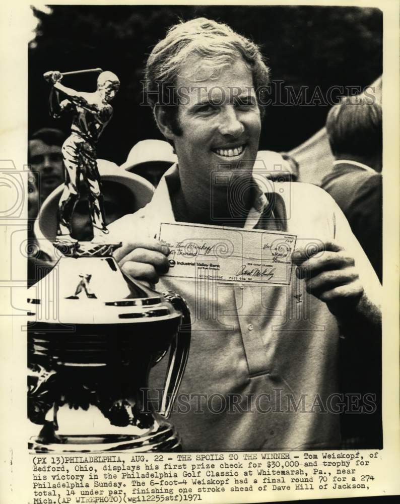 1971 Press Photo Tom Weiskopf After Winning Philadelphia Golf Classic- Historic Images